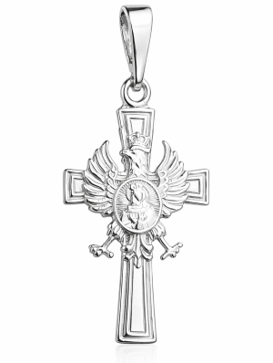 Srebrny Krzyżyk Patriotyczny z Orłem i Matką Boską pr 925