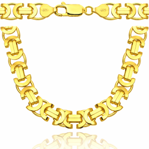 Srebrny Łańcuszek Męski Pozłacany Splot Królewski 8,50 mm Płaski pr 925