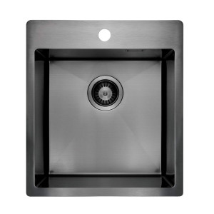 DEANTE Zlewozmywakstal OLFATO precious titanium 1k b/o, 450x505x200, 3,5" + osprzęt space-saver titanium