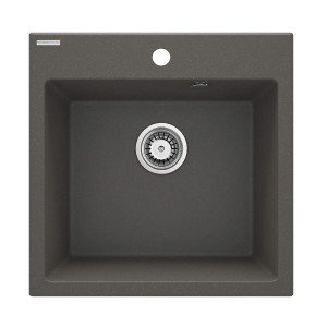 DEANTE Zlewozmywak EVORA antracyt metalik granit 1k 500x500x216, 3,5" + osprzęt space-saver antracyt metalik