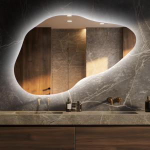 114x74 Miroir de salle de bains LED de forme irrégulière P221