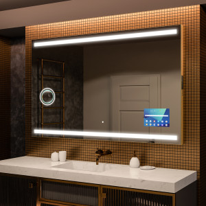 100x80 Rettangolare specchio bagno con luce LED L09