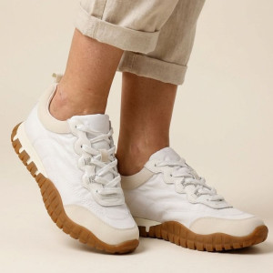 Białe Sneakersy Damskie Retro Chunky Skóra Zamsz 58C1284