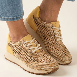Żółte plecione buty damskie Artiker 58C1293