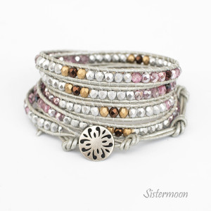 Bransoletka boho silver rose