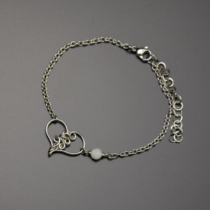 Bransoletka serce kamień księżycowy wire wrapping