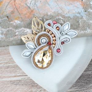 Broszka sutasz silver flowers