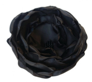 Czarna broszka kwiatek 8cm
