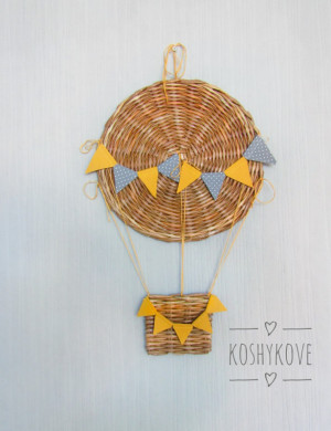 Dekoracja na ścianę balon natural/żółty/szary