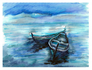 Dreams - boat - seria (a4) - akwarela autorska oryginał