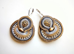 Kolczyki sutaszowe gray&gold