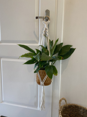 Kwietnik makrama naturalny na kółku 80cm