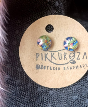 Mini kolczyki kolorowe niebieskie kwiatki kwiat