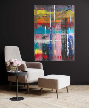 Obraz abstrakcyjny ,,radość" , akryl 80x100