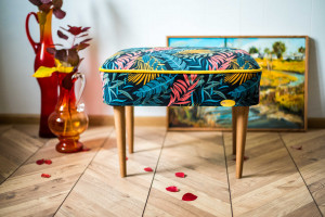 Puf podnóżek pufa tapicerowana boho