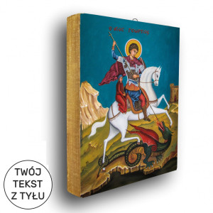 święty jerzy - ikona z tekstem z tyłu