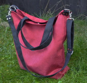 Torba hobo xxl -bordo, czerń