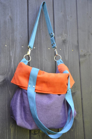 Torba na ramię-color block-turkus,fiolet,pomarańcz