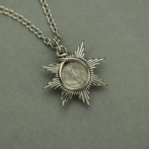 Wisiorek słoneczko kryształ górski wire wrapping