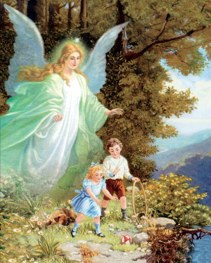 Plakat religijny Anioł Stróż