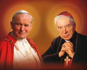 Plakat religijny Kardynał Wyszyński i Święty Jan Paweł II