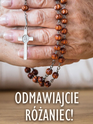 Baner na Różaniec "Odmawiajcie Różaniec!" 75x100cm