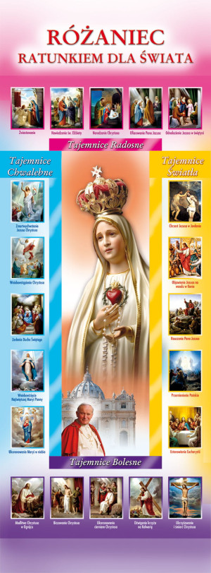 Baner na Różaniec "Różaniec ratunkiem dla świata " 75x200 cm