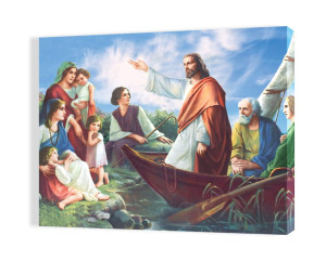 Obraz religijny na płótnie Jezus Chrystus nauczający z łodzi
