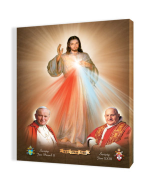 Obraz religijny na płótnie Jezus Miłosierny, Papież Jan Paweł II, Święty Jan XXIII