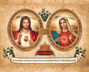 Plakat religijny Serce Jezusa i Serce Maryi