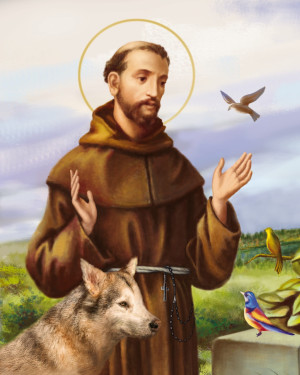 Wyklejanka - Święty Franciszek - 40x50 cm - diamentowa mozaika - DIY
