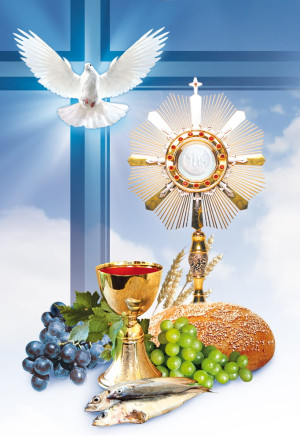 Emblemat eucharystyczny plakat Boże Ciało Pierwsza Komunia Święta - 25 sztuk