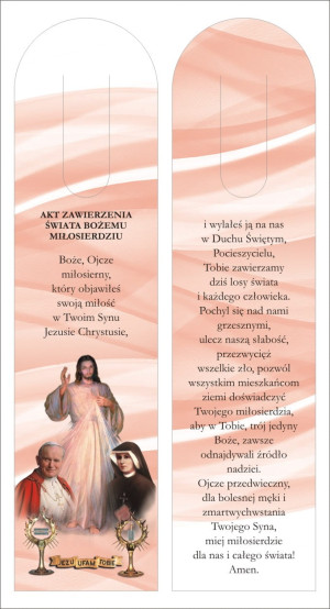 Zakładki - Jezus Miłosierny, Św. Jan Paweł II i Św. Siostra Faustyna - 50 szt.