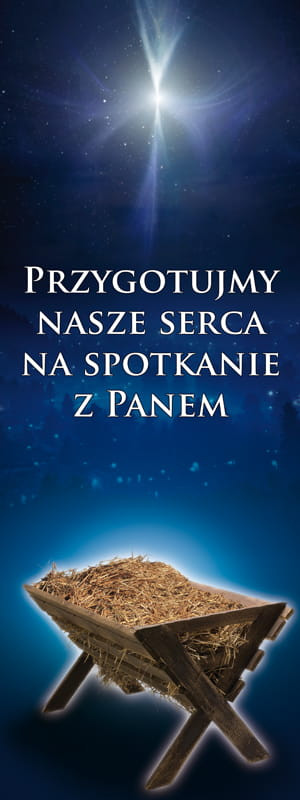 Baner na Boże Narodzenie "Przygotujmy nasze serca na spotkanie z Panem" 75x200 cm