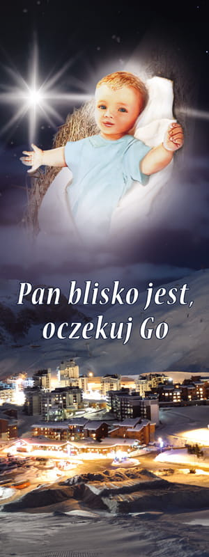 Baner na Boże Narodzenie "Pan blisko jest oczekuj Go" 75x200 cm