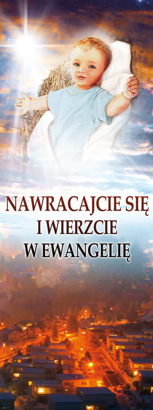 Baner na Boże Narodzenie "Nawracajcie się i wierzcie" 75x200cm