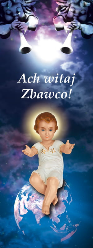 Baner na Boże Narodzenie "Ach witaj Zbawco!" 75x200 cm