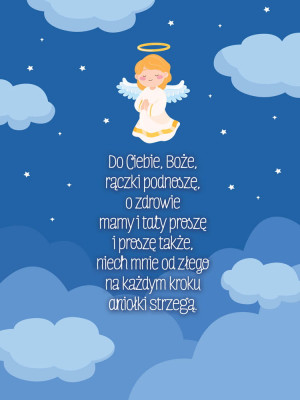 Obraz dla dzieci z modlitwą - Do Ciebie Boże rączki podnoszę