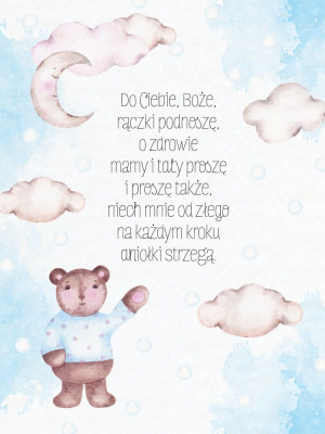 Obraz dla dzieci z modlitwą - Do Ciebie Boże rączki podnoszę