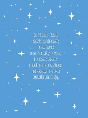 Obraz dla dzieci z modlitwą - Do Ciebie Boże rączki podnoszę