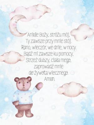 Obraz dla dzieci z modlitwą - Aniele Boży, Stróżu mój