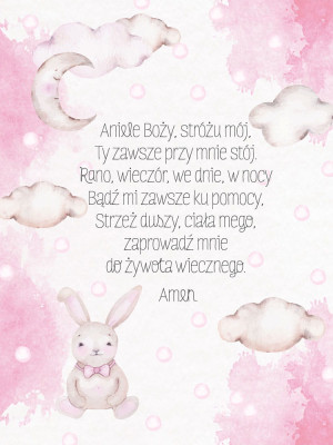 Obraz dla dzieci z modlitwą - Aniele Boży, Stróżu mój