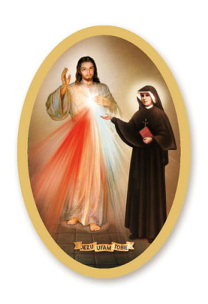 Naklejki na świece Jezu Ufam Tobie i św. S. Faustyna - 25 arkuszy