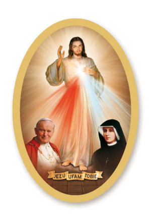 Naklejka na świece Jezu Ufam Tobie, św. S. Faustyna, JPII - 25 arkuszy
