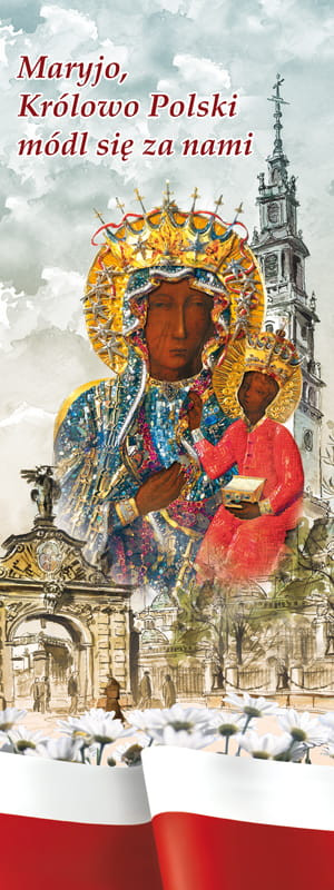 Baner religijny Matka Boża Częstochowska 75x200 cm