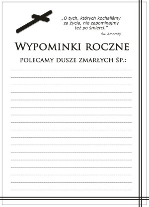 Wypominki Roczne - 250 arkuszy
