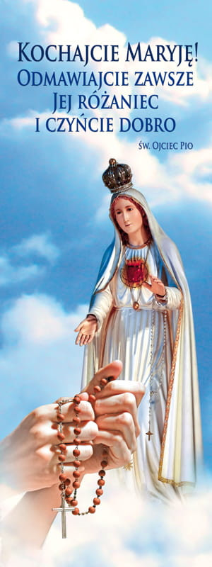 Baner na Różaniec "Kochajcie Maryję" 75x200 cm