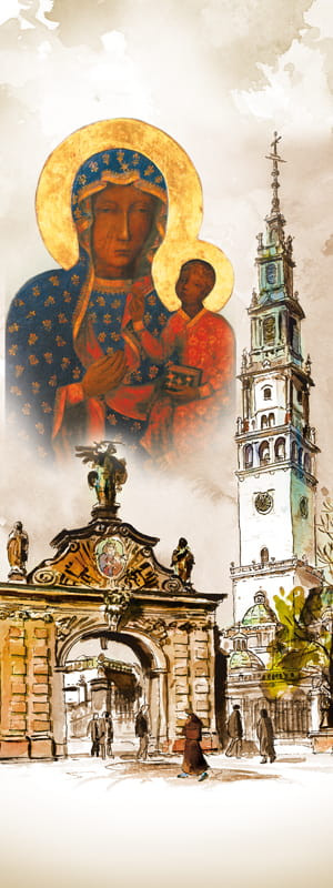 Baner religijny Matka Boża Częstochowska - 75x200 cm