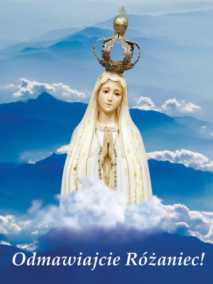 Baner na Różaniec "Odmawiajcie różaniec.." 75x100 cm