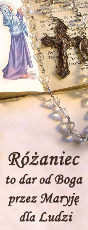Baner na Różaniec "Różaniec to dar od Boga.." 50x130 cm